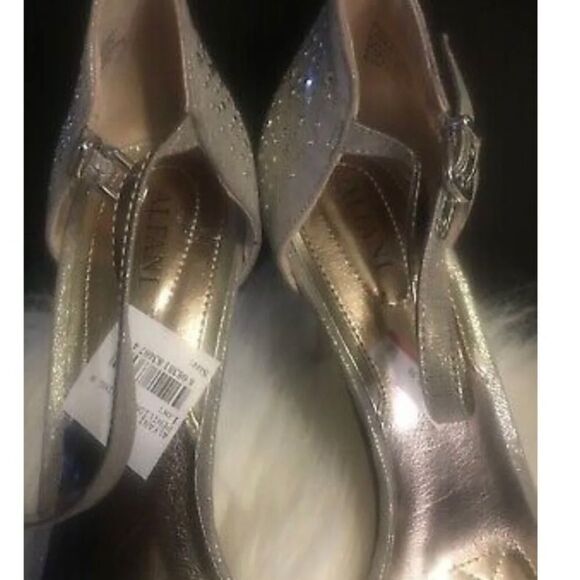 ALFANI PYRRA JEWELED ANKLE STRAP PLATINO EVENING SANDALS HEELS Womens Shoes 8.5 - Picture 5 of 7